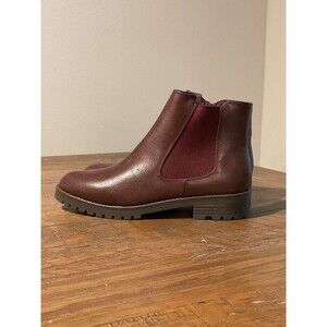 New Easy Street Brown Ankle Boots‎ 9 Booties Heeled Faux Leather Zipper